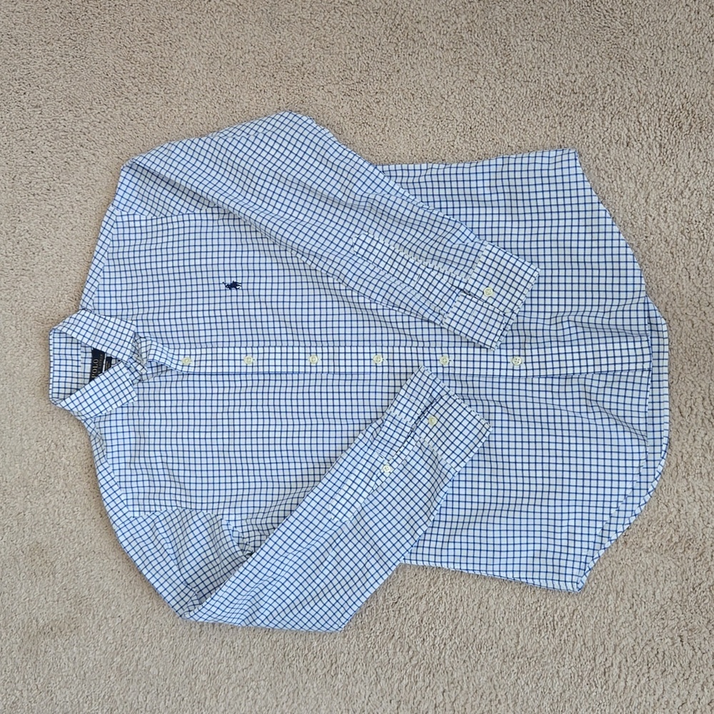 Polo Ralph Lauren Dress Shirt. Small Blue and white square pattern